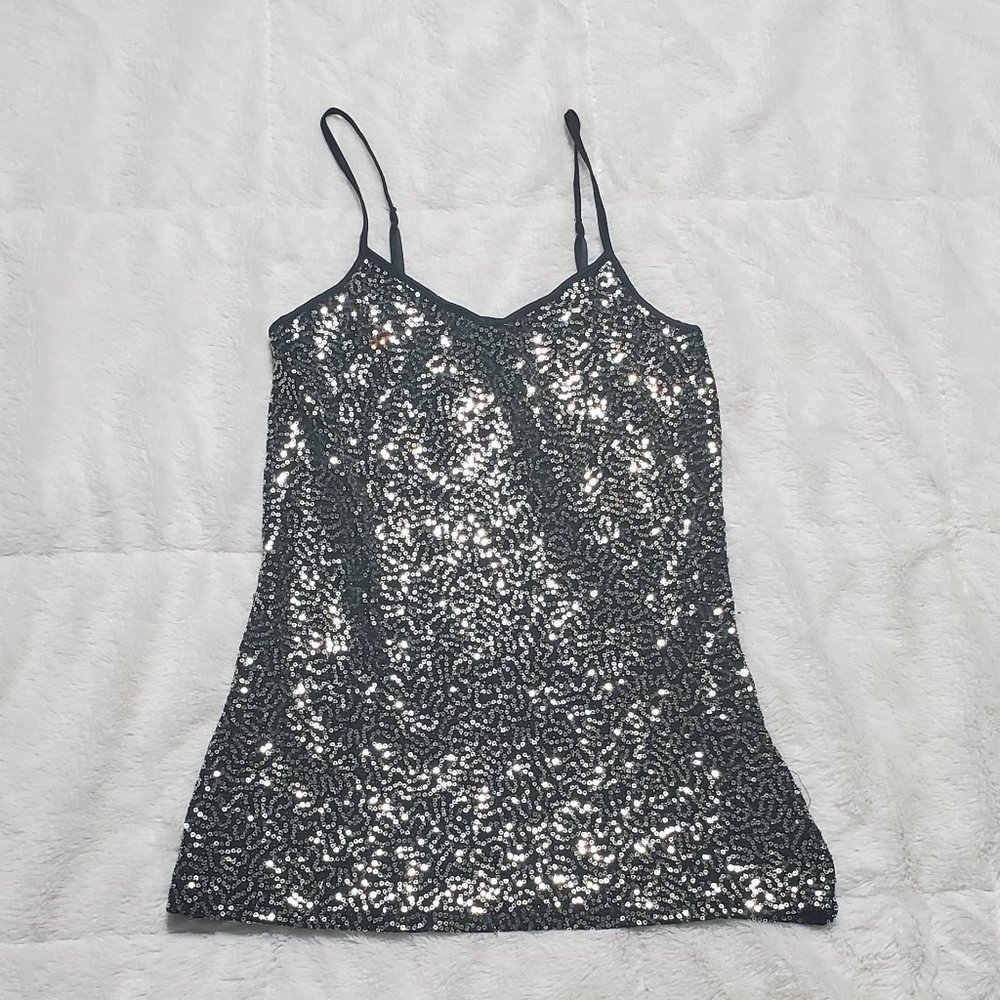 Express Silver Sequins Tank Top